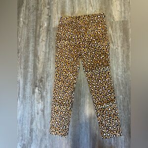 Old Navy Mustard Leopard Print Pixie Ankle Pants